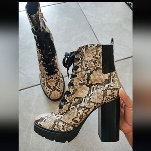 Steve Madden Snakeskin Lace-Up Boots